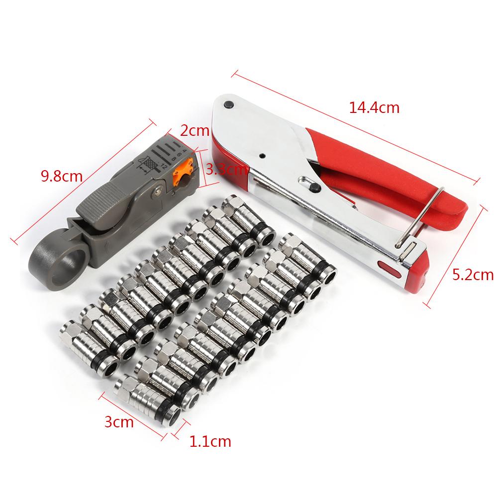 Compression Tool Kit F Type For RG58 RG59 RG6 Connectors Cable Stripper Coaxial Crimping Set