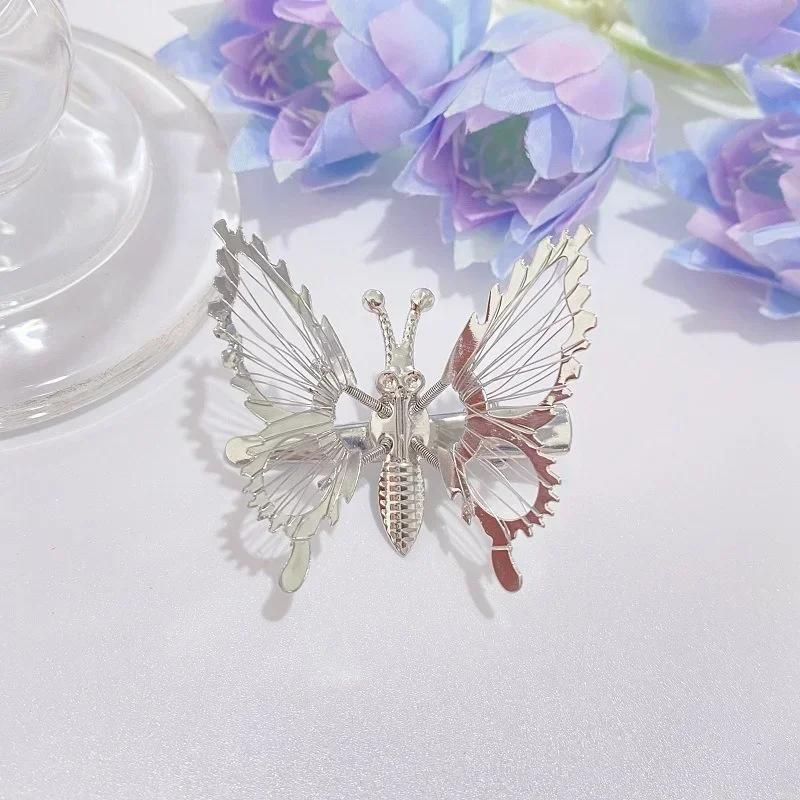 Pinza de Pelo de Mariposa de Lujo Niña Lateral Superior Clip Metal Tridimensional Nostálgico Temperamento Hada Encantador Herramientas de Estilismo Adorno para la Cabeza
