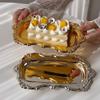 Stainless Steel Dessert Plate Embossed Jewelry Storage Plate Vintage Cake Tray  Home Decoration