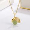 Imitation Hetian Jade Leaf Necklace Female Simple, Fresh and Advanced Sense Fashion Plant Shape Design Sense