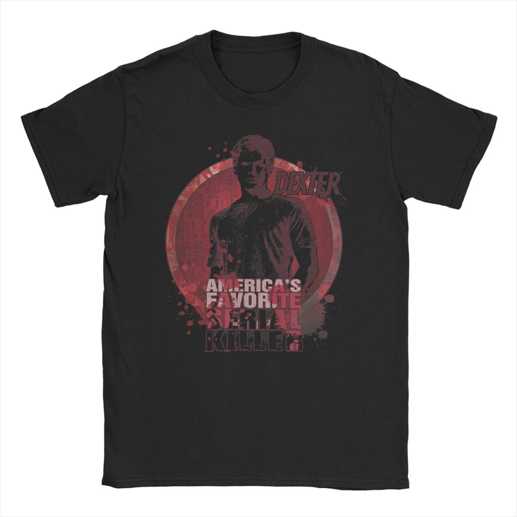Blood Splatter Wings Dexter Morgan for Unisex WoUnisex T Shirts TV Show Fun Tees Short Sleeve Crewneck TShirts Pure Cotton Big Size