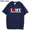 Cotton Tee I Love My Girlfriend I Love My Boyfriend Clothes T Shirt Men So Please Stay Away From Me Funny BF GF Saying Quote Gift Tee Tops