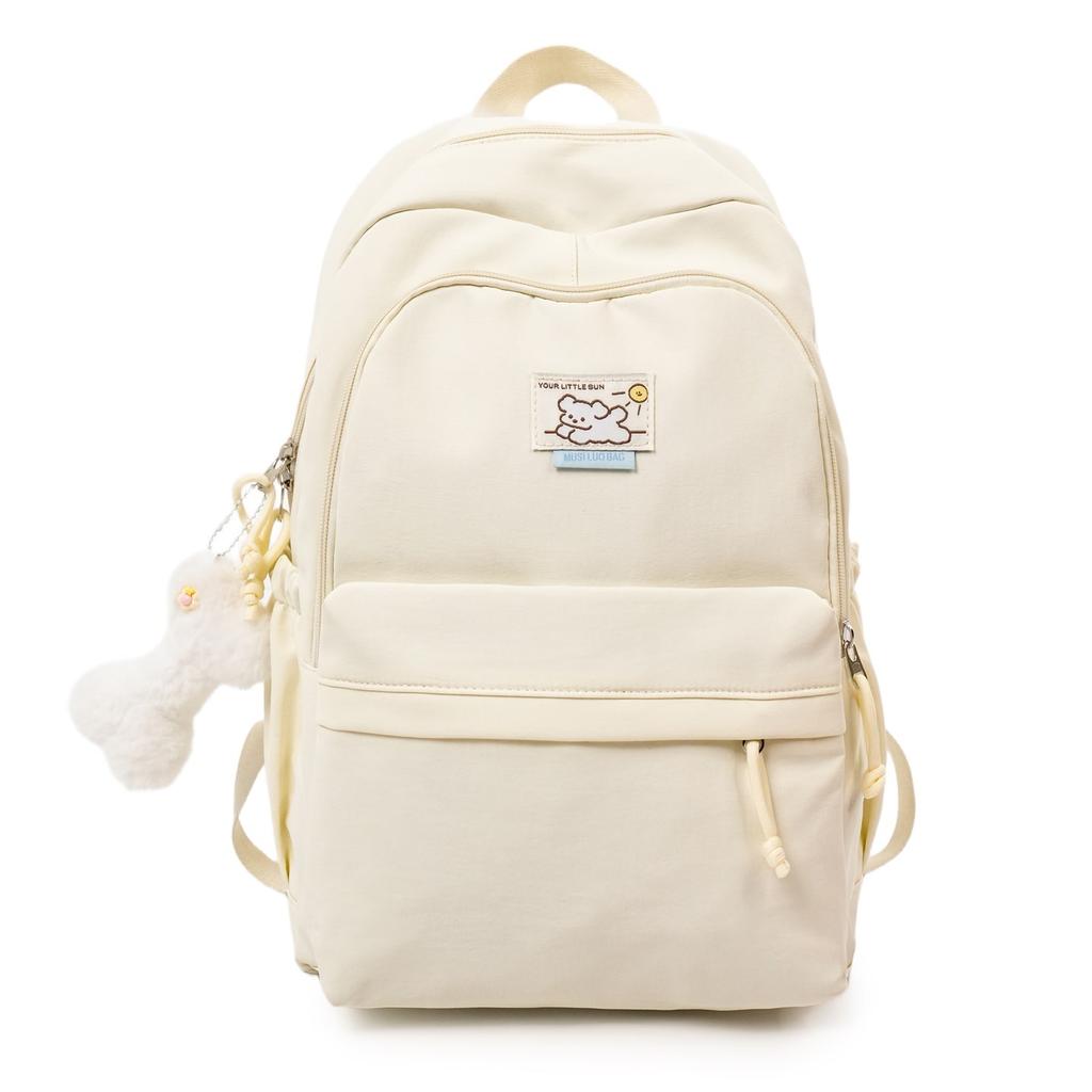 Schoolbag new Korean version of high-value large-capacity schoolbag for women's leisure solid color simple and versatile backpack for junior