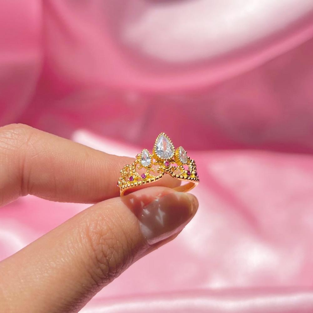 Atemberaubender Kronenring mit exquisiten Zirkonia-Steinen, verstellbares offenes Design, modisches Schmuckgeschenk