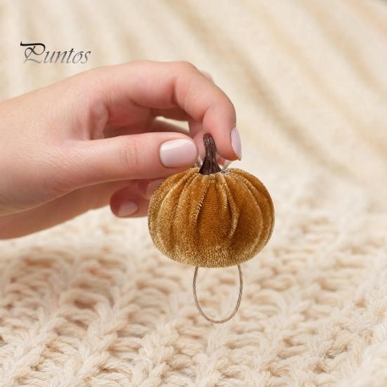 Retro Autumn Home Decorations Velvet Pumpkin Hanging Decor, Fall Harvest Ornaments with Decorative Pumpkins Hemp Rope Jute Rope, Thanksgiving