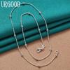 925 Sterling Silver 40-60cm Beaded Necklace Gift Charm Jewelry
