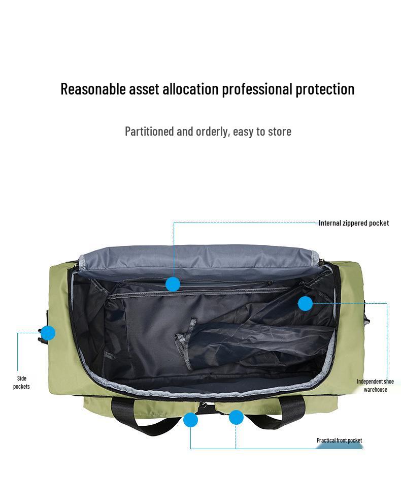 Sac de voyage et de sport d'extérieur multifonctionnel étanche avec séparation sec/humide, convient pour le camping, la randonnée, les styles porté épaule et bandoulière