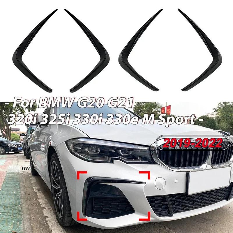 For BMW G20 G21 G28 318i 320i 325i 330i 330d 330e M Sport - Front Canards Bumper Lip Fog Light Trim Body Kit Car Tuning