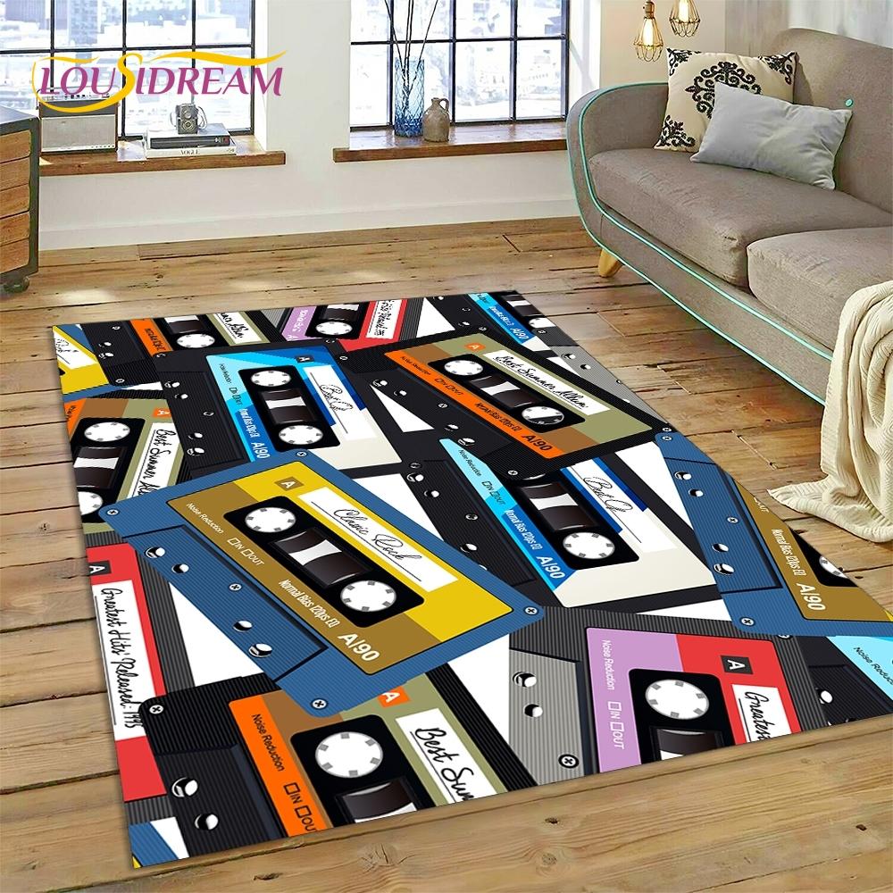 Vinyl Record Music DJ Screen Tape Rug Carpet for Living Room Bedroom Home Decor,Floor Mat Non-slip Decoration for Sofa Doormat