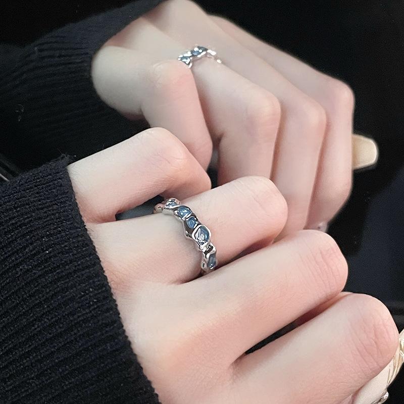 Iceland Ring Niche Design Cold Wind High-End Open Index Finger Ring Personality Cool French Pleated Ring