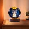 Ball Light with Wooden Stand, Table Ornament for Living Space