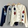 New ArrivalS Open Run Women S Argyle Pattern Collar Neck looSe Fit Modal Knit