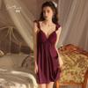 Women's Silky Comfy Deep V Push Up Padded Cami Sleep Dress Lounge Set