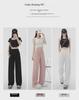 2024 Spring Black High-Waist Wide Leg Slimming Straight Pants - New Fashion Casual Drape Style