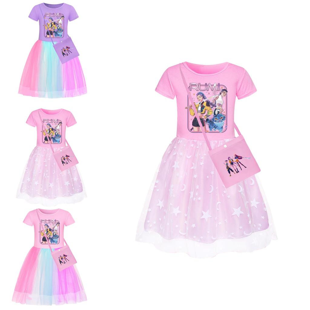 Kpop Dämonenjäger Muster Mädchenkleid Aus Baumwollstoff Mit Faltenrock Für Kinder Mädchen