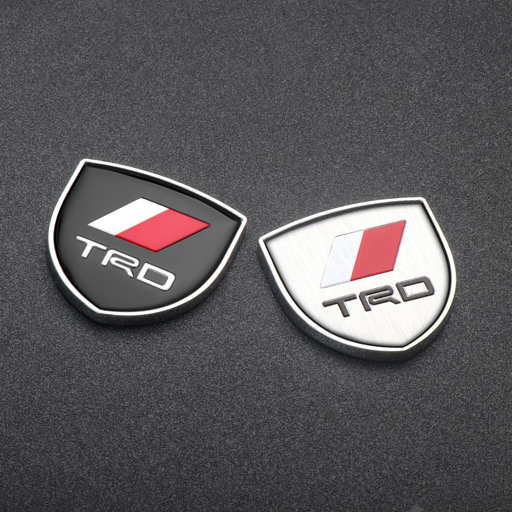 Car Styling 3D Meta Auto Door Shield Emblem Car Body Badge Sticker For TRD TOYOTA Crown Reiz Corolla Prada Yaris Vitz Camry GT86