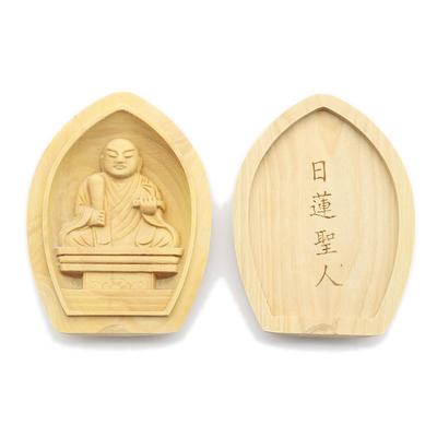 Special Buddhist Statue Saint Nichiren Incense Holder Buddha Guardian Deity Width Boxwood Wood Carving 17558 Kurita's [Guardian Deity] (Lotus-shaped