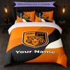 Hull City Custom Name Text Bedding Set 1 Duvet Cover+2 Pillowcases Soccer Logo Personalized Gift For Special Occasion Bedroom Decor