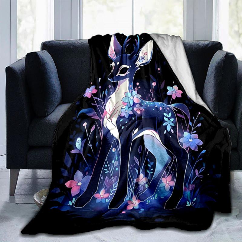 1pc Sika Deer Blanket Soft Throw for Home Decor, Gift Idea, Living Room, Travel, Camping