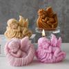 3D Baby Angel Aromatherapy Candle Silicone Mold Cute DIY Rose Flower Wings Boy Angel Plaster Resin Gypsum Decoration Mold