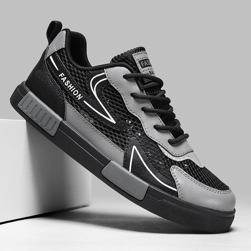 Large Size Sports Shoes Summer New Mesh Breathable Thick-soled Casual Men's Shoes Outdoor Non-slip Wear-resistant Board Shoes Tide