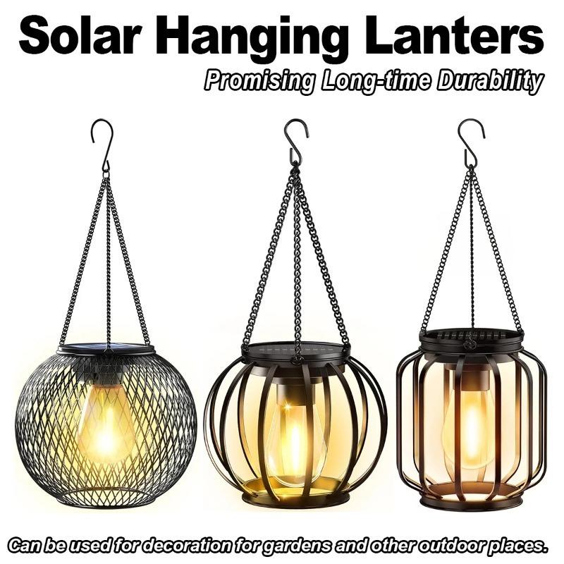Solar Lantern Led Light Daylight Sensor Garden Lamps Lights Outdoor Waterproof Landscape Iron-art With Durable Chain Decor