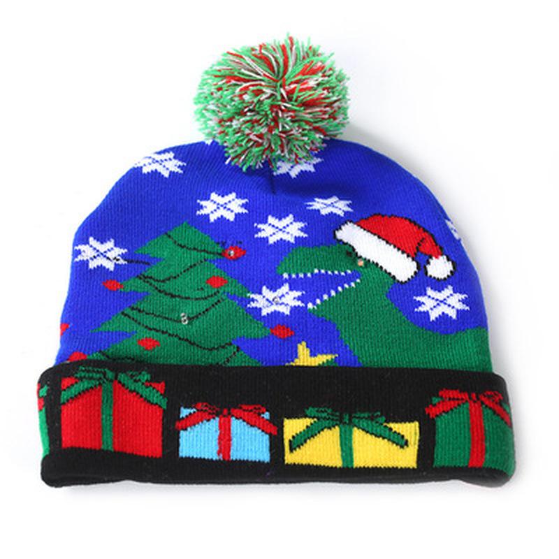 LED Knitted Christmas Hat with Light Up Feature for Kids and Adults, Ideal for New Year and Christmas Decoration