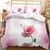 Rose Duvet Cover Set Full/Queen/King/Twin Size Soft Luxury 3D Rose Flower Microfiber Bedding Set Romantic Love Pink Quilt Cover