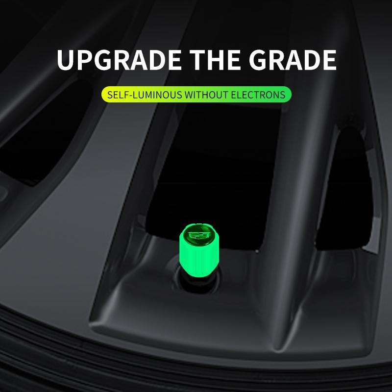 4PCS Luminous Car Tire Valve Caps Fluorescent Night Glow Decor for Cadillac Logo SRX XT4 XT5 XT6 ATS XTS CTS CT6 Accessories cnkym77