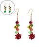 Bell Flower Earrings Female Red and Matching Jingling Element Crystal Green Color Ear Hooks