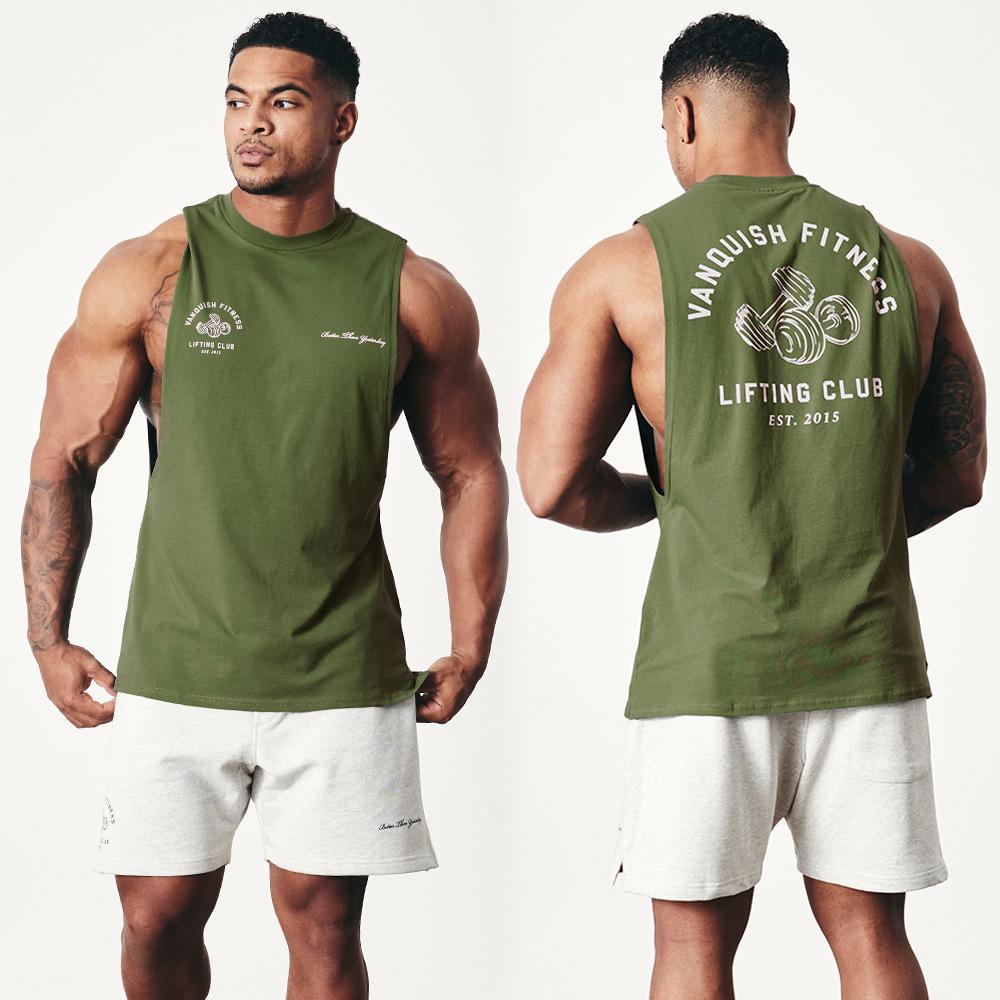 Men's Summer Casual Printed Vest Fitness Tank Top Outdoor Running Sports Sleeveless Shirt