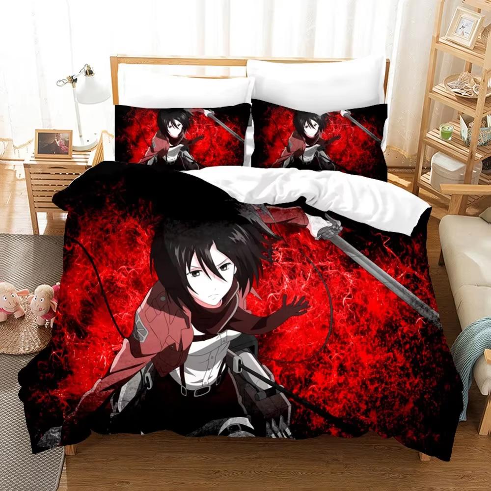 New Anime Attack on Titan Bedding Sets Duvet Cover With Pillowcase Twin Full Queen King Size Soft Home Textiles
