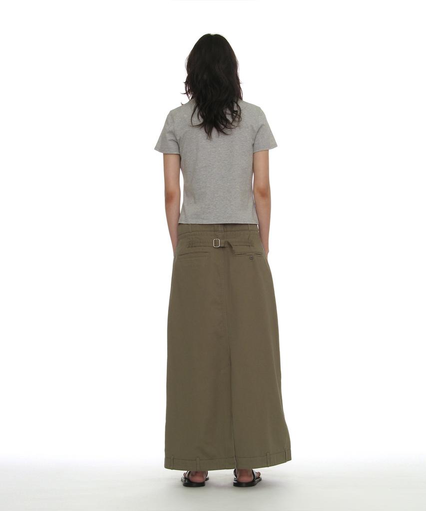 Partimento Woman Inverted Drawstring Maxi Skirt_Khaki Green