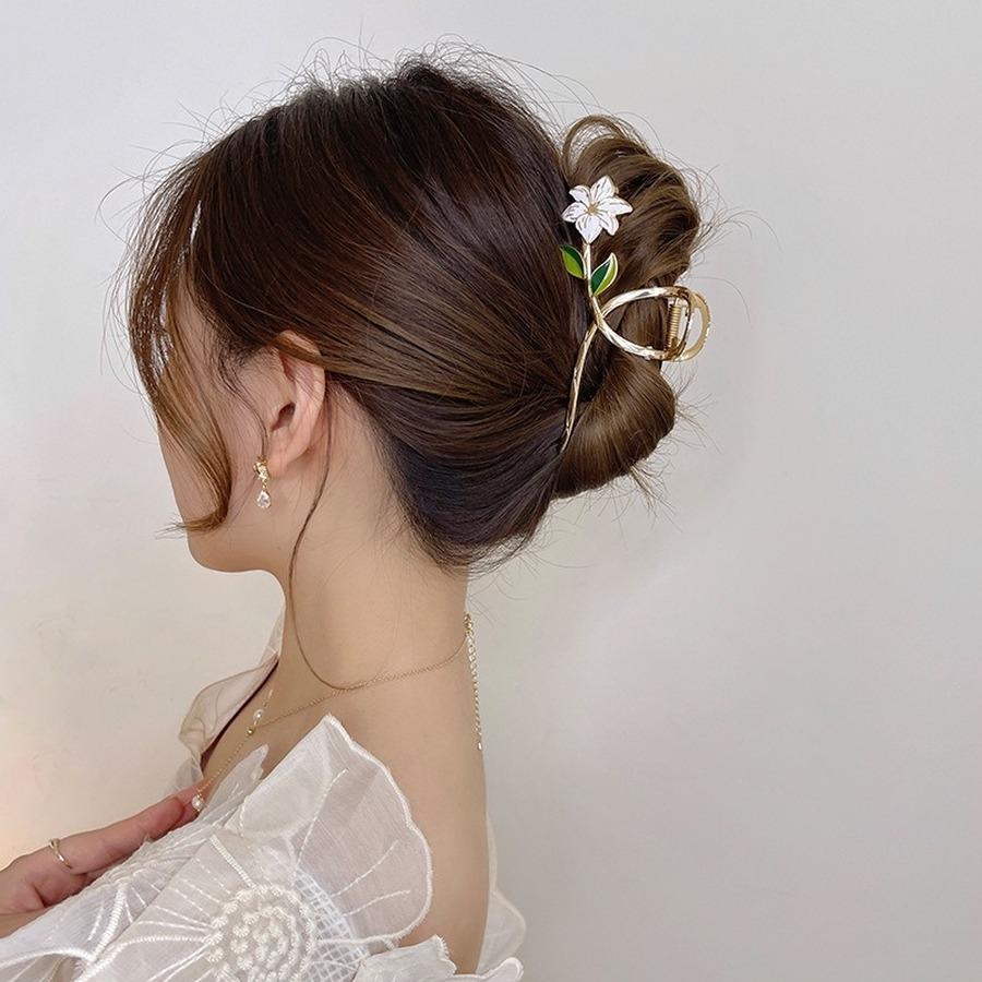 Lady Charm Flowers Hair Claw Hair Clips Barrette Crab Ponytail Clip Women Party Elegant Hair Accessories