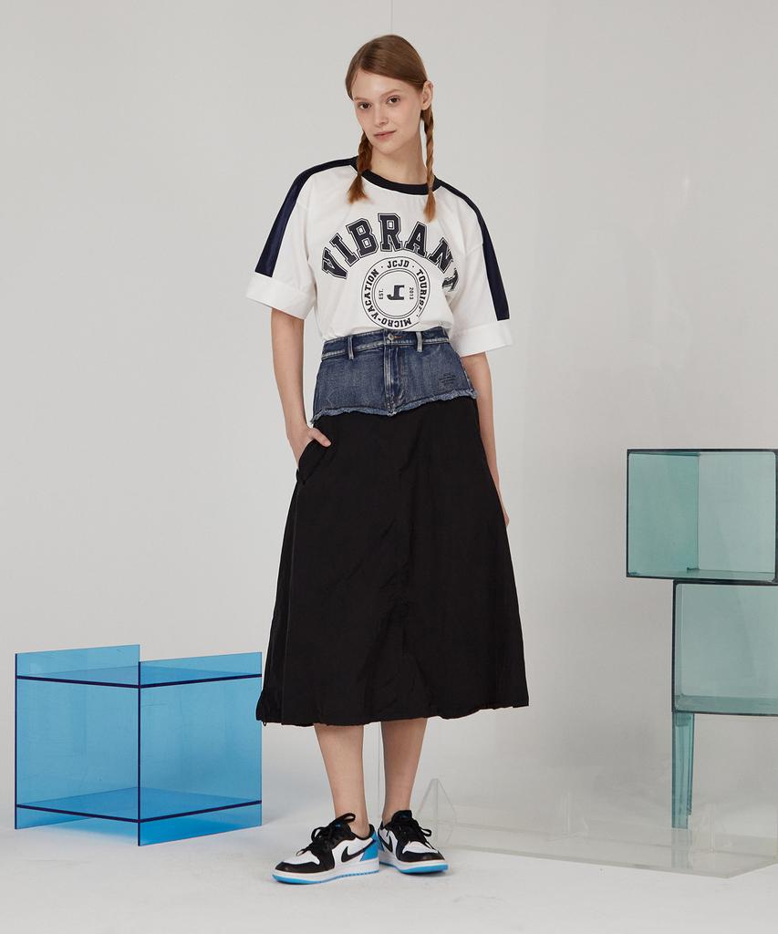 Jucy Judy J Woven Flare Mix Denim Skirt Jysk321C