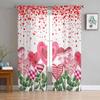 Dia dos Namorados Amor Pingente Amor Flor Tule Voile Cortinas para Quarto Sala de estar Cortina de Janela Cortinas de Organza Transparente