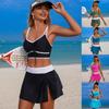 Women's Swimsuit Solid Color Drawstring Sports Slit Skirt Sexy Bikini Suit Beach Wear Multicolor
