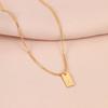 Yousheng Women Necklace Letter Oblong Pendant Solid Color Stainless Adjustable Length Wear-resistant Polished Neck Decoration Jewelry