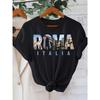 ROMA Letter Print T-shirt Casual Crew Neck Short Sleeve Top For Spring Summer Women's Clothing