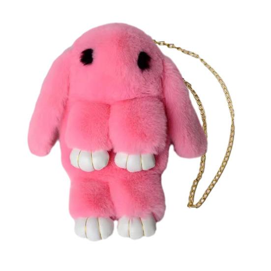 Plüsch Cartoon Kaninchenförmige Umhängetasche Weiche Kunstpelz Hasen Schultertasche Flauschige Süße Kaninchen Umhängetasche für Damen Mädchen