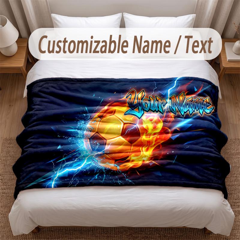 Fußball-Thema Weiche Decke Personalisierter Benutzerdefinierter Name Textdruck Warme Decke Zuhause Sofa Schlafzimmer Dekoration