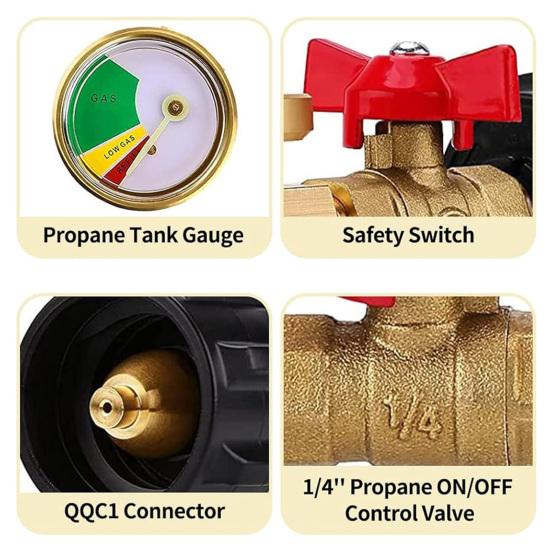1Lb Tanks Propane Refill Adapter 20Lb To 1Lb Converter with Gauge Valve Brass 90-Degree Elbow Propane Tank Refill Adapter for BBQ Grill Stove Camping