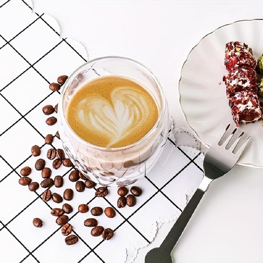 6pcs Glass Espresso Coffee Cups 27OZDouble Wall Insulated Cups Set Drinking Glasses For Fine TeaCoffeeLatteCafeMilkClear