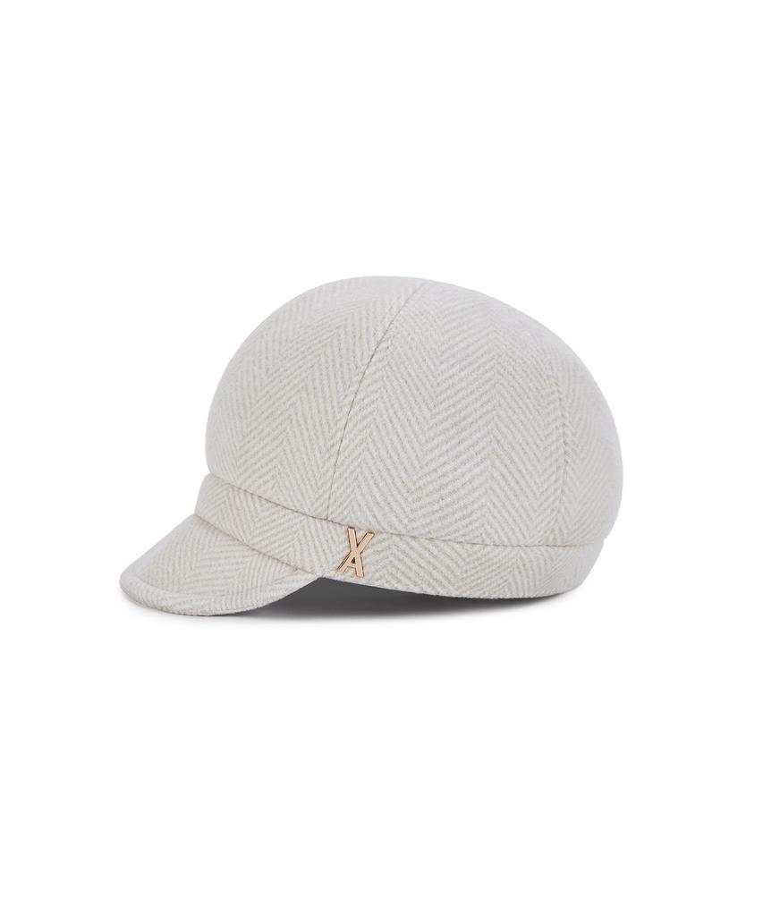 Bajal Va Studded Herringbone Slim Newsboy Cap Ivory