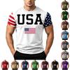 Men's Loose Fit Short Sleeve T Shirt Casual Summer Daily Wear Graphic Print Top with Flag Design Suitable for Outdoor Activities