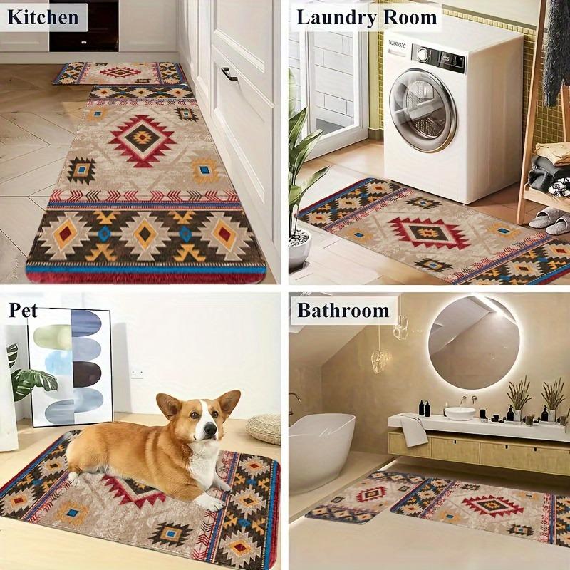 1PC Vintage Motorcycle Rider Kitchen Rug Non-Slip Door Mat Pop Design Bathroom Rug Bath Mat Carpet for Home Sink Laundry Decor