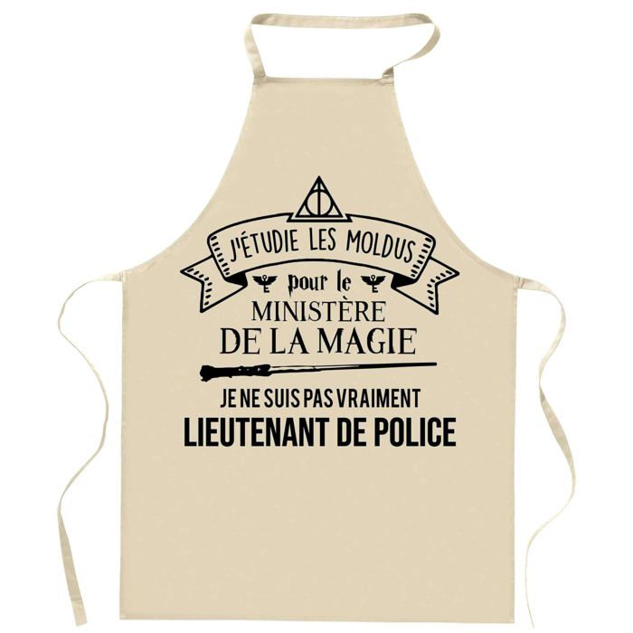 Tablier de cuisine - Lieutenant de police (Ministère de la Magie) - Motif humour - Coton - Impression française