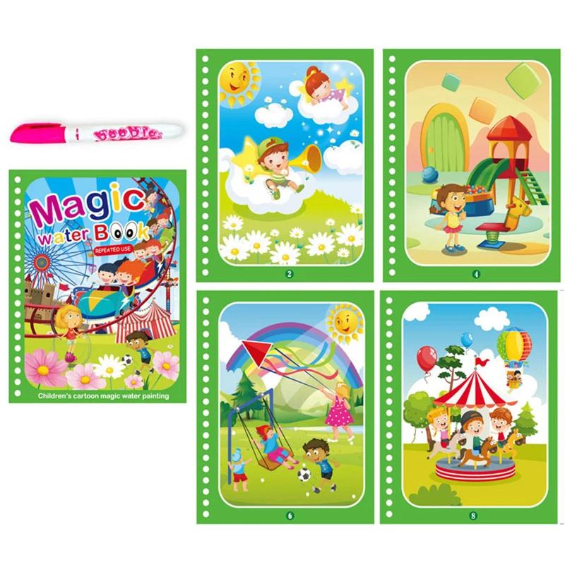 Children Early Education Toys Magical Book With Pen Water Drawing Montessori Toys Gift Reusable Coloring Book Magic Drawing Book