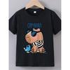 European Sizes Boys' Summer Short-Sleeve T-Shirt with a 'Cartoon Capybara And Bird' Print