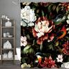 Pfingstrose Blume Grünes Blatt Vogel Duschvorhang, Badezimmer Dekorativer Duschvorhang, Wasserdichter Duschvorhang mit Haken